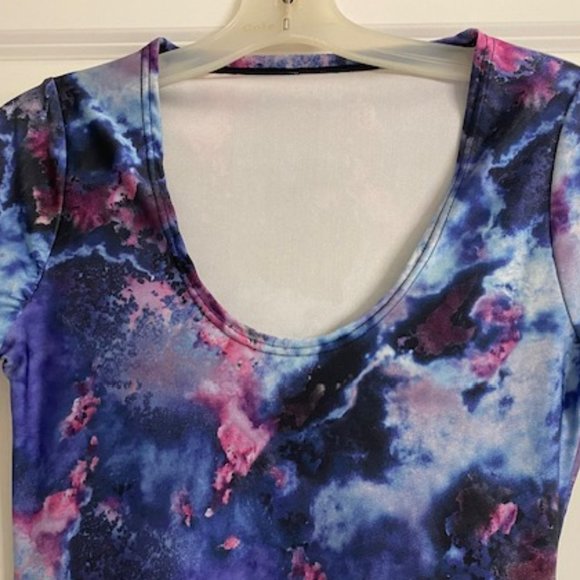 New * s/s BODY CON Stretch SEXY DRESS * BLUE Black PINK Purple STORMY SKY ~ XS S - Picture 3 of 7